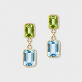 Chakra Peridot Topaz Emerald Cut Earrings