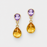 Chakra Amethyst Citrine Raindrop Earrings