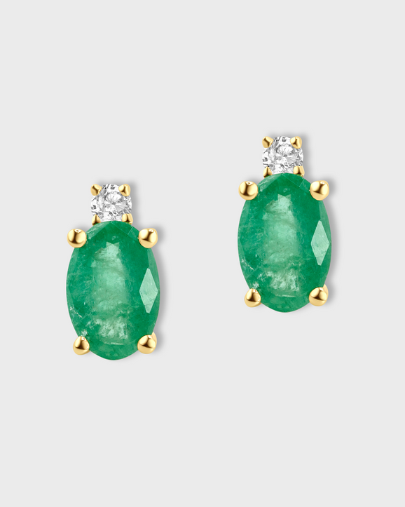 Chakra Emerald Diamond Earrings