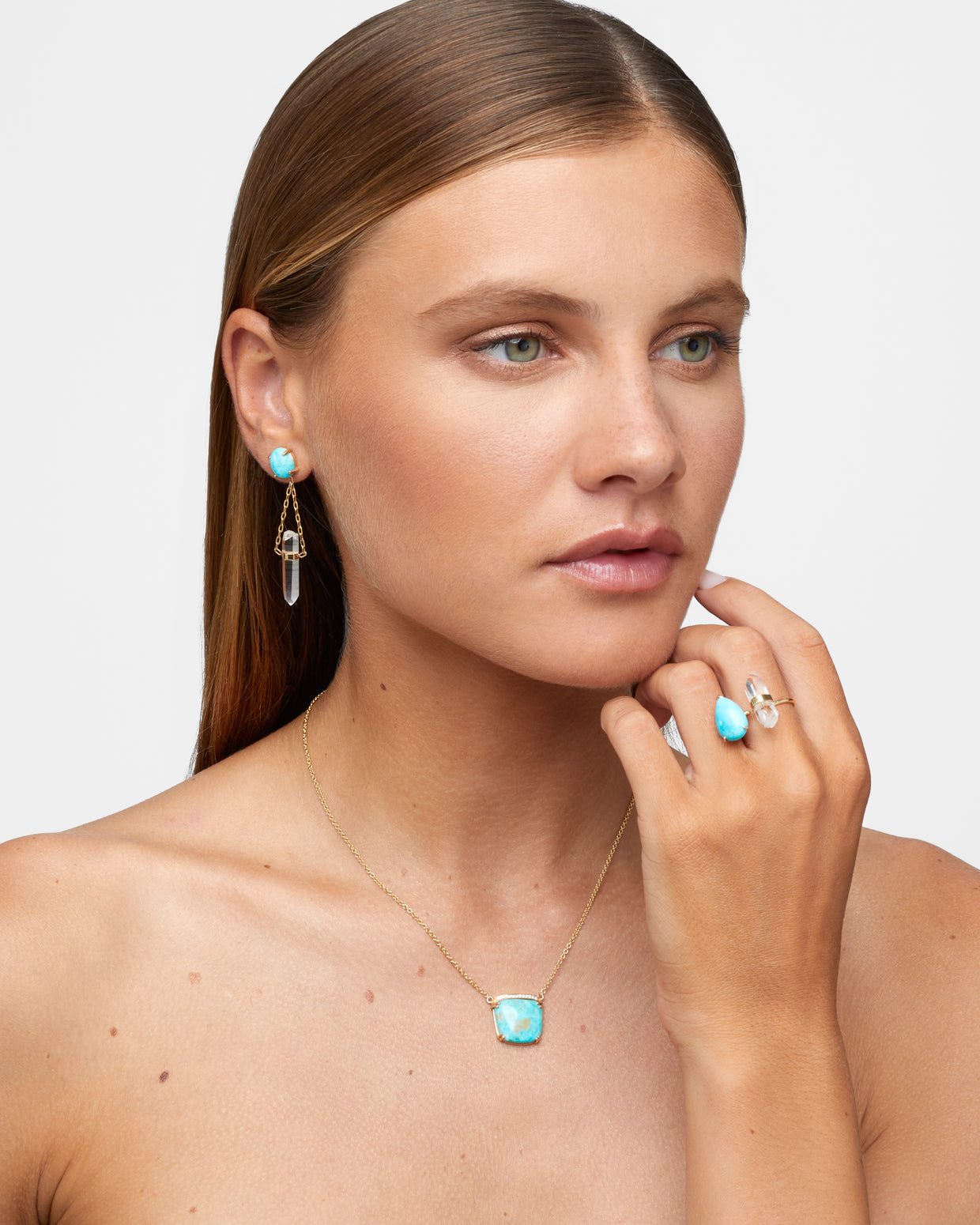Nevada Mona Lisa Turquoise Crystal Drop Earrings