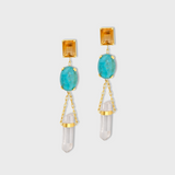 Nevada Citrine Mona Lisa Turquoise Crystal Earrings