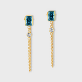 Chakra Topaz Diamond Gold Chain Earrings