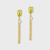 Chakra Peridot Diamond Gold Chain Earrings