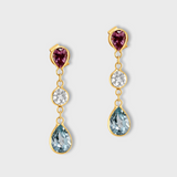 Chakra Sapphire Topaz Aquamarine Raindrop Earrings