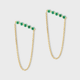 Chakra Emerald Bar Chain Earrings