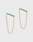 Chakra Emerald Bar Gold Chain Earrings