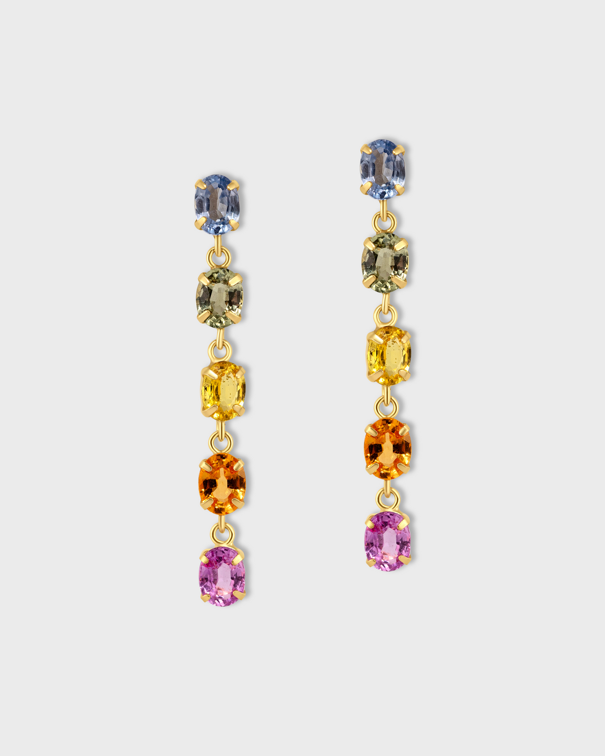 Chakra Rainbow Sapphire Drop Earrings