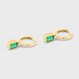 Chakra Emerald Gold Hoop Earrings