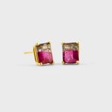 Treasure Bicolor Tourmaline Emerald Cut Studs 2