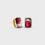 Treasure Bicolor Tourmaline Emerald Cut Studs 3