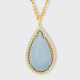 Blue Opal Raindrop Diamond Halo Necklace