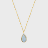 Chakra Blue Opal Pear Shape Diamond Halo Necklace