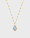 Chakra Blue Opal Pear Shape Diamond Halo Necklace