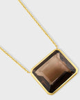 Chakra Jumbo Smoky Quartz Gold Bezel Necklace