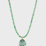 Fluorite Gemstone on Emerald Opal Necklace