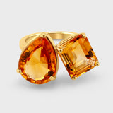 Chakra Citrine Double Gemstone Ring