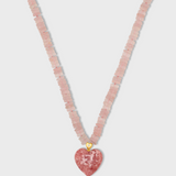 Aurora Rhodochrosite Heart Diamond Necklace