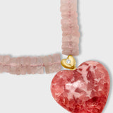 Aurora Rhodochrosite Heart Diamond Necklace