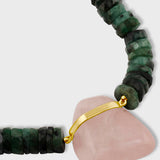 Aurora Emerald Rose Quartz Crystal Charm Necklace