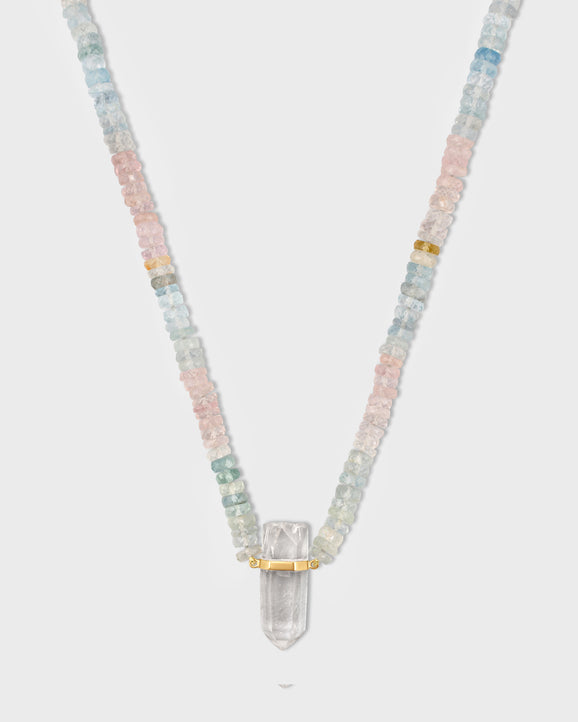 Aurora Morganite Crystal Quartz Charm Necklace