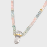 Aurora Morganite Crystal Quartz Charm Necklace