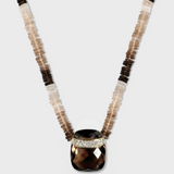 Aurora Smoky Quartz Triple Diamond Bar Necklace