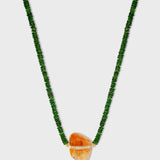Aurora Chrome Diopside Citrine Diamond Bar Necklace