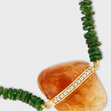 Aurora Chrome Diopside Citrine Diamond Bar Necklace