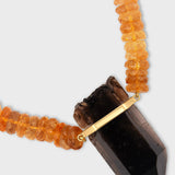 Aurora Citrine Smoky Quartz Gold Bar Necklace