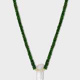 Aurora Chrome Diopside Crystal Quartz Diamond Bar Necklace