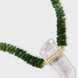 Aurora Chrome Diopside Crystal Quartz Diamond Bar Necklace