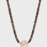 Aurora Smoky Quartz Moonstone Diamond Bar Necklace