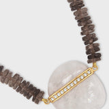 Aurora Smoky Quartz Moonstone Diamond Bar Necklace