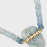 Aurora Morganite Aquamarine Diamond Bar Necklace