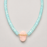 Aurora Maldives Chalcedony Moonstone Diamond Bar Necklace