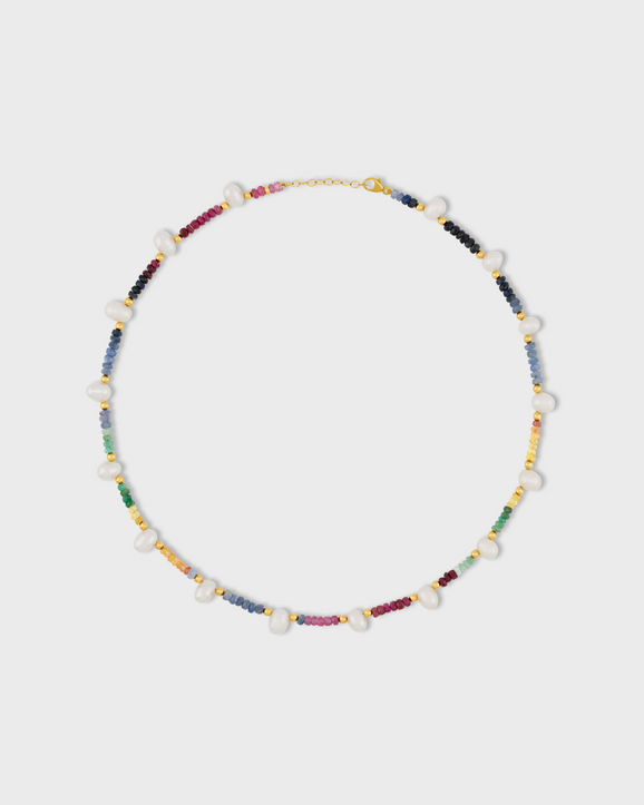 Arizona Dark Rainbow Sapphire Pearl Necklace
