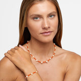 Carnelian Pearl Gold Bead Necklace