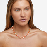 Carnelian Pearl Gold Bead Necklace