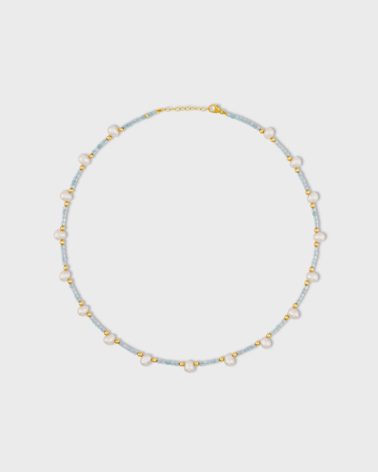 Arizona Aquamarine Pearl Gold Bead Necklace