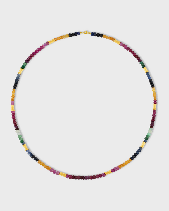 Arizona Jumbo Rainbow Sapphire Gold Bead Necklace