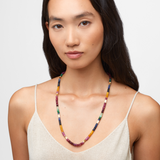 Arizona Jumbo Dark Rainbow Sapphire Gold Bead Necklace