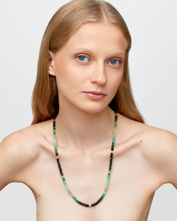Arizona Jumbo Emerald Gold Bead Necklace