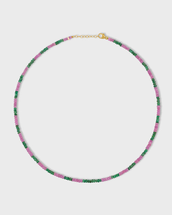 Arizona Pink Sapphire Emerald Stripe Necklace