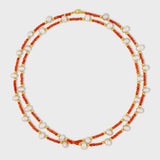 Arizona Carnelian Pearl Double Long Necklace