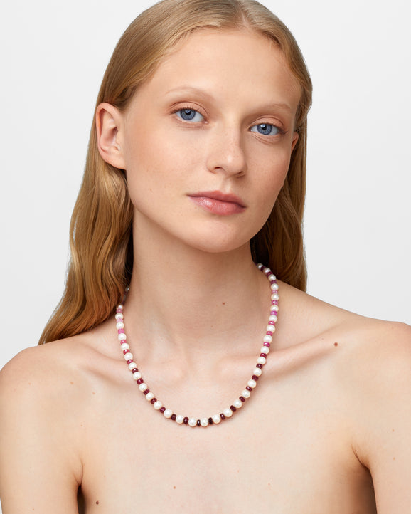 Ocean Jumbo Ruby Pearl Necklace