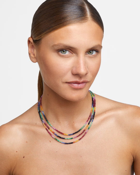Arizona Rainbow Sapphire Triple Layer Necklace