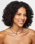 Arizona Dark Rainbow Sapphire Crystal Quartz Gold Bar Necklace