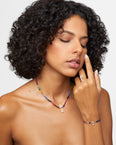 Arizona Dark Rainbow Sapphire Crystal Quartz Gold Bar Necklace