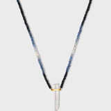 Arizona Ombre Blue Sapphire Crystal Quartz Gold Bar Necklace