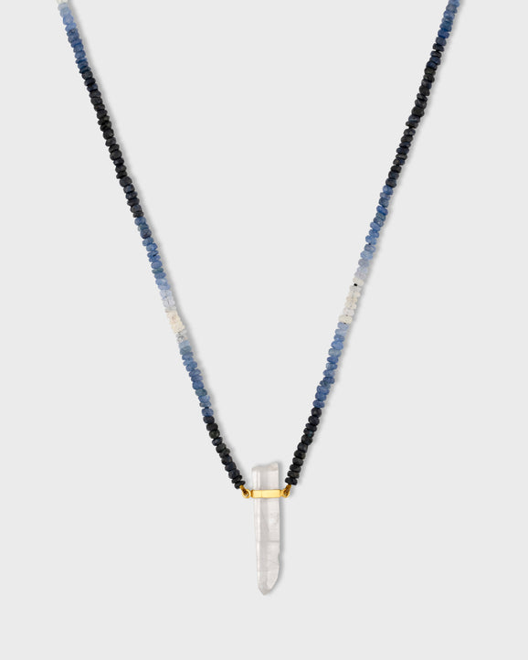 Men's Arizona Ombre Blue Sapphire Crystal Quartz Gold Bar Necklace